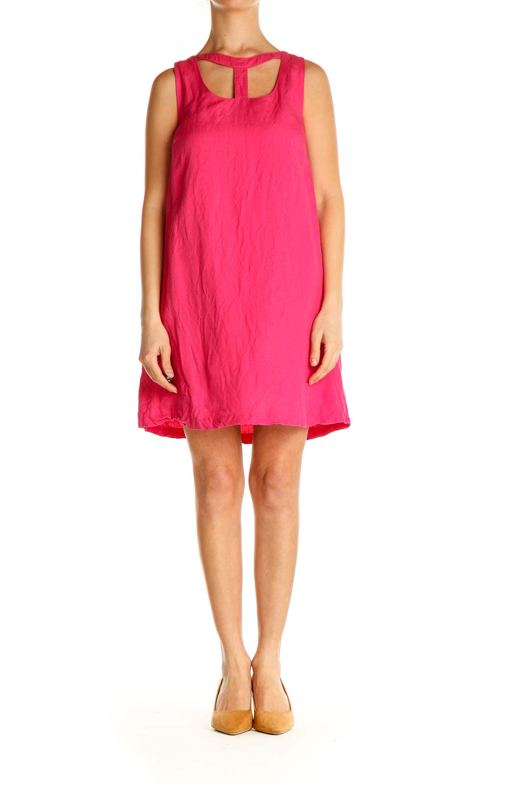 Pink Solid Holiday Shift Dress