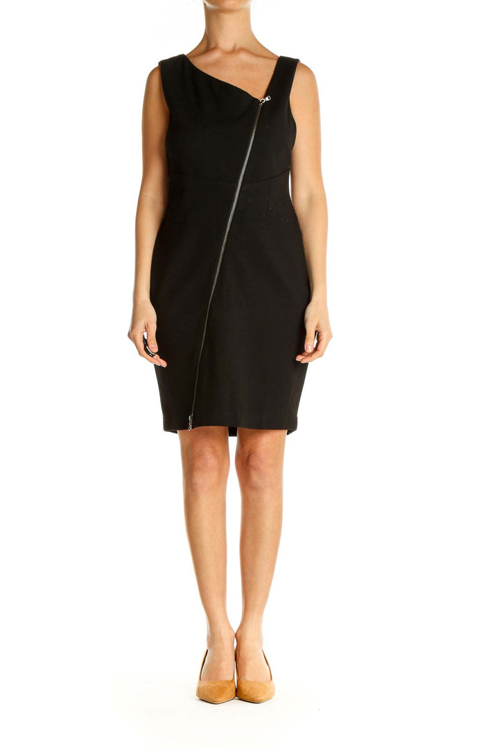 Black Solid Classic Sheath Dress