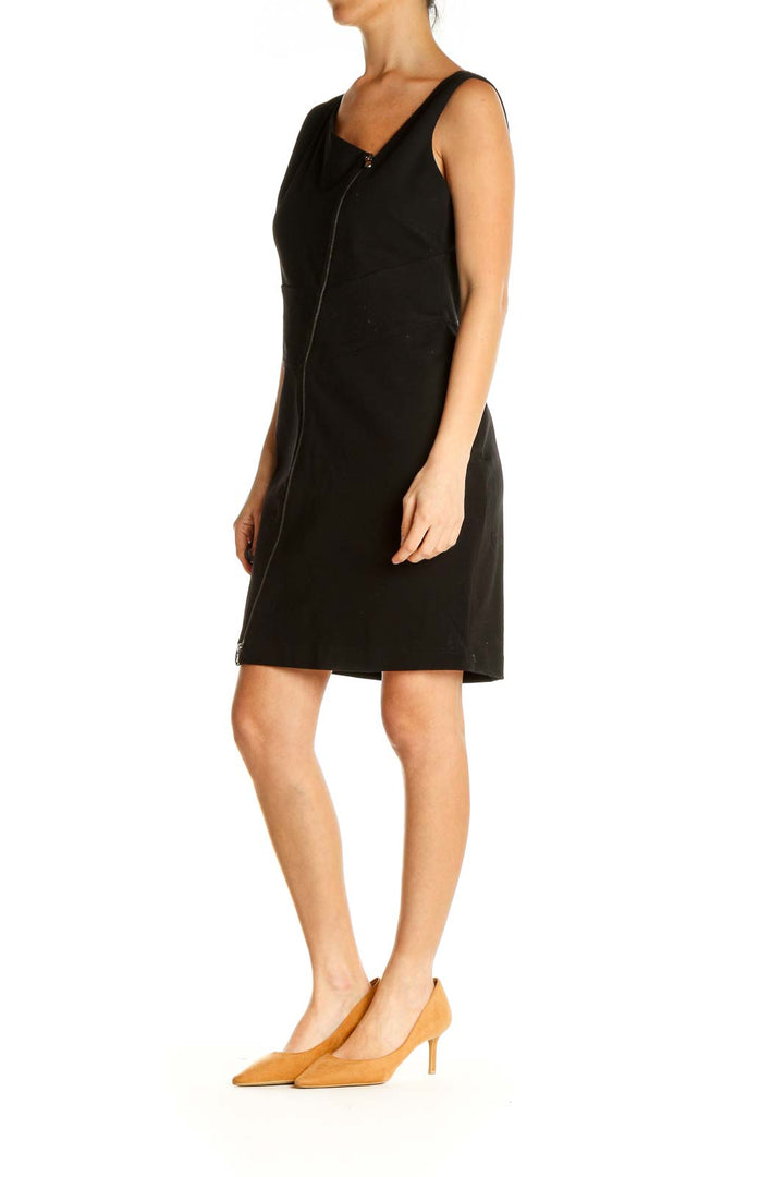 Black Solid Classic Sheath Dress