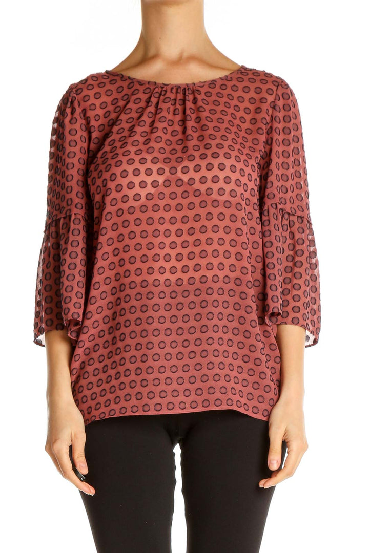 Red Object Print Brunch Blouse