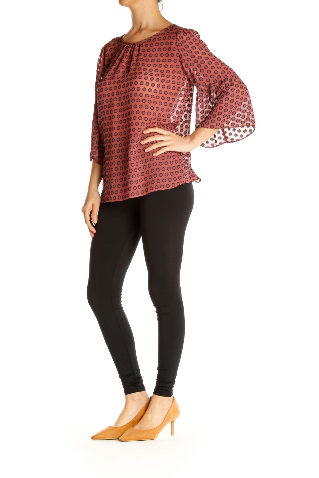 Red Object Print Brunch Blouse