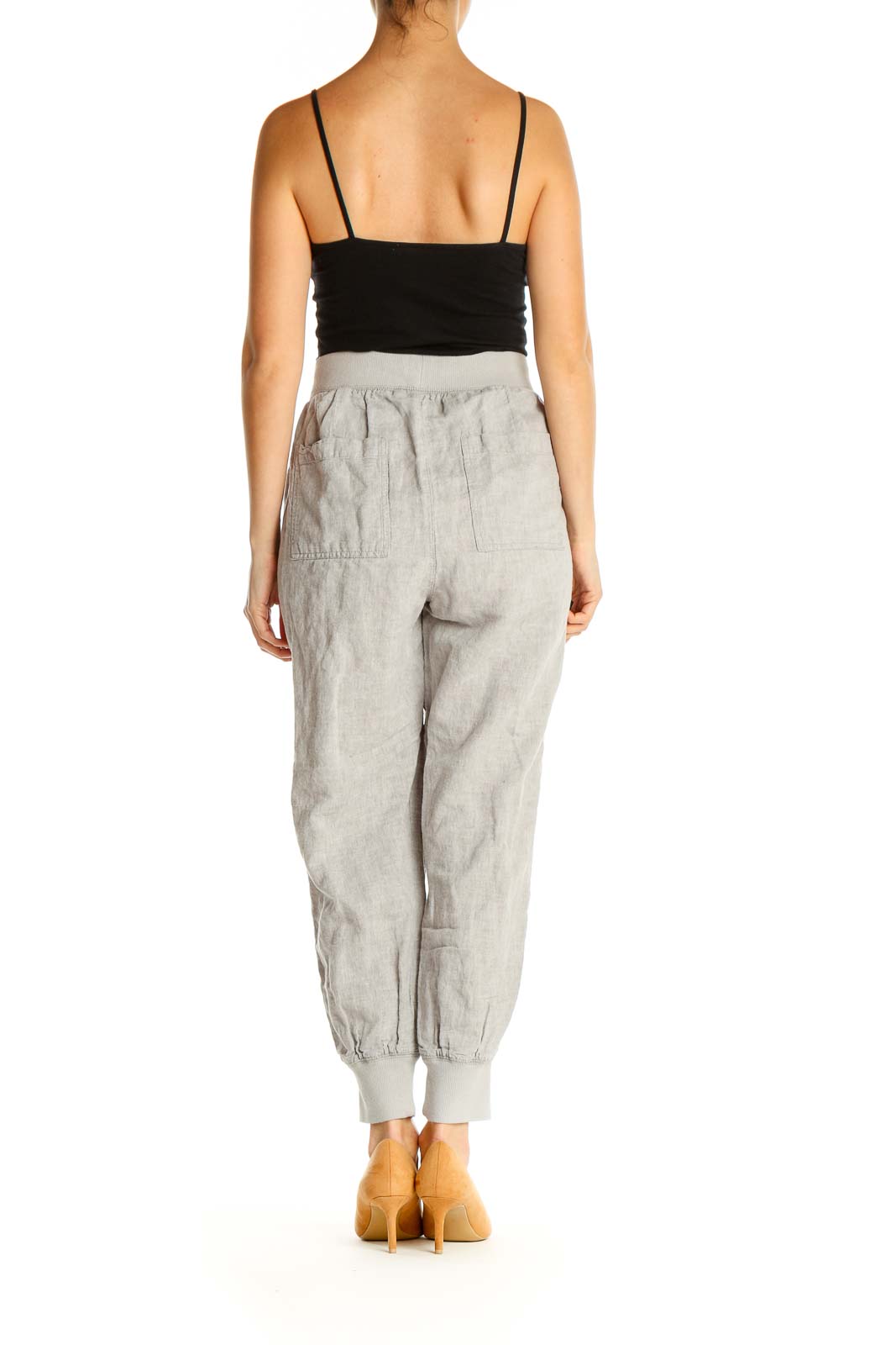 Gray Textured Casual Trousers