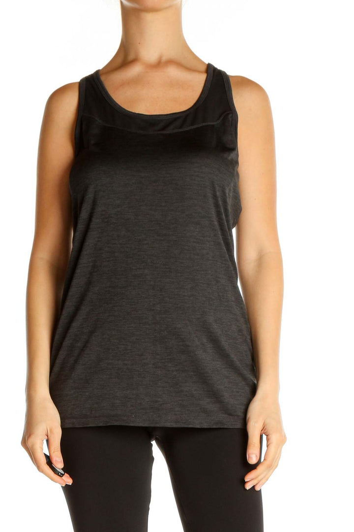 Black Solid All Day Wear Tank Top