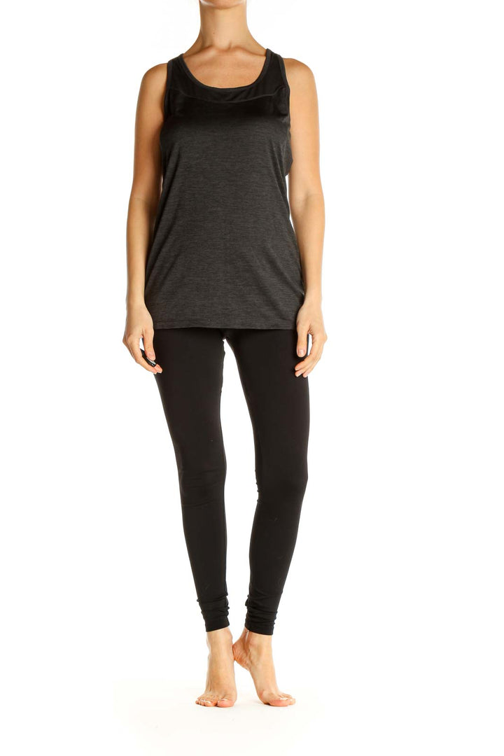 Black Solid All Day Wear Tank Top