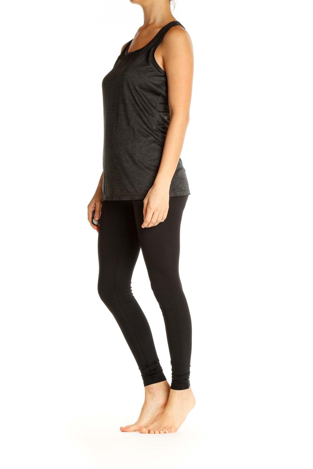 Black Solid All Day Wear Tank Top