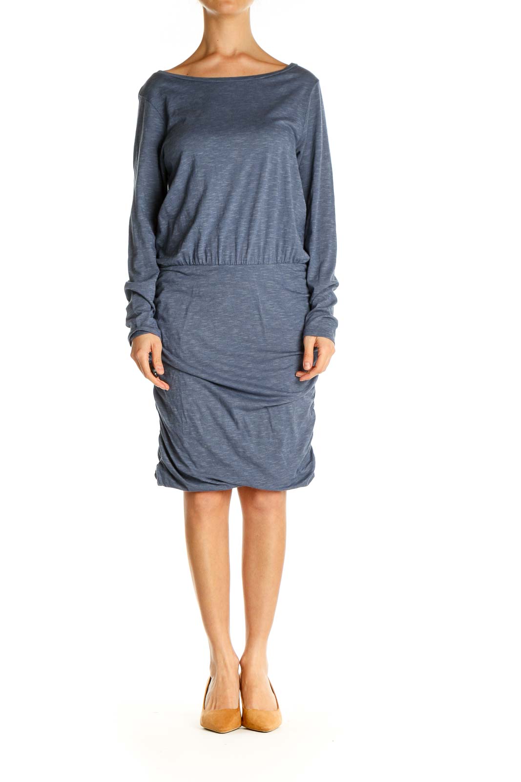 Gray Solid Day Sheath Dress