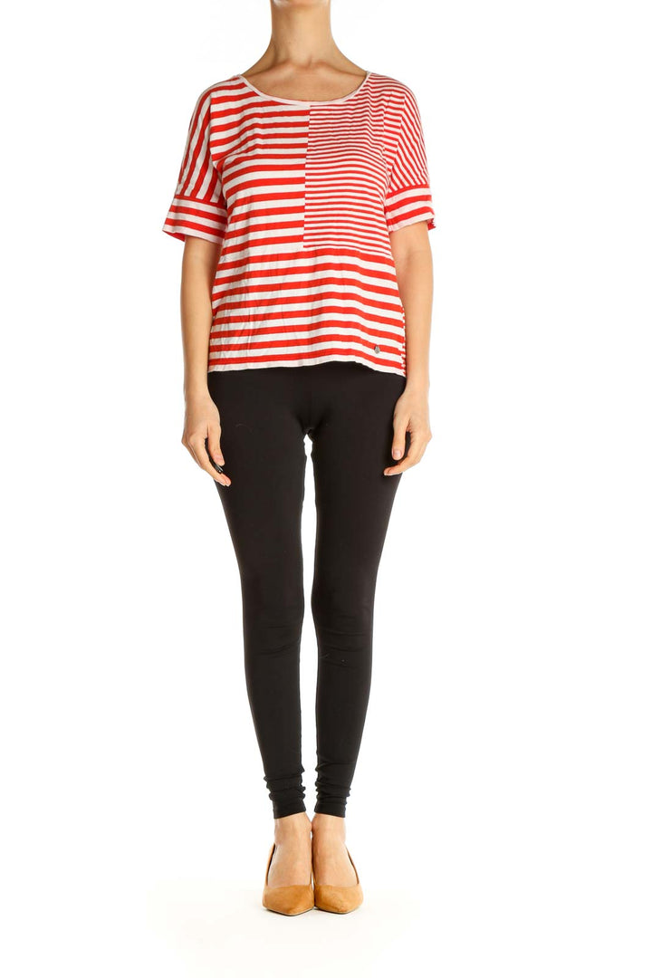 Red Striped Casual T-Shirt