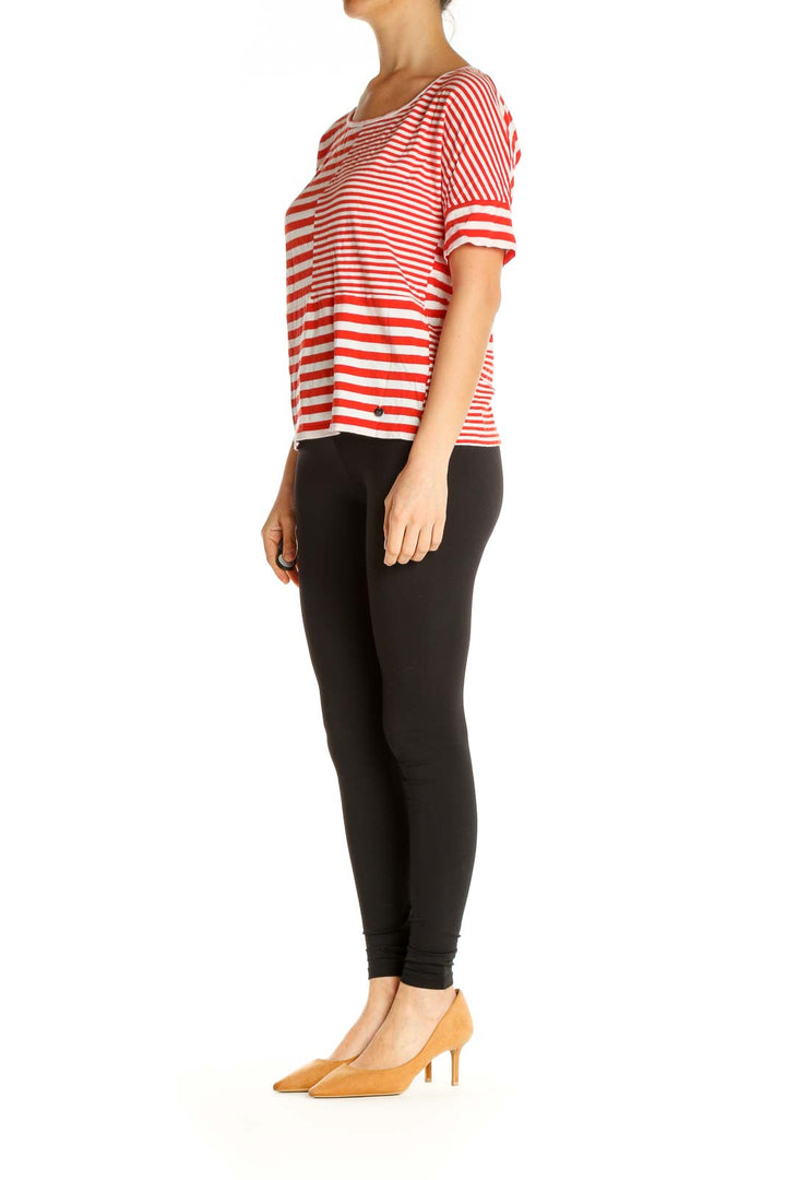 Red Striped Casual T-Shirt