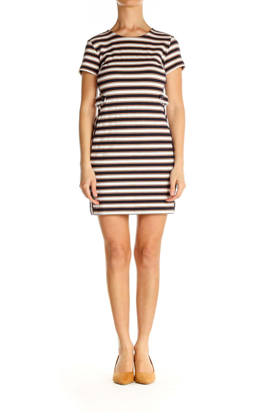 White Striped Day Sheath Dress