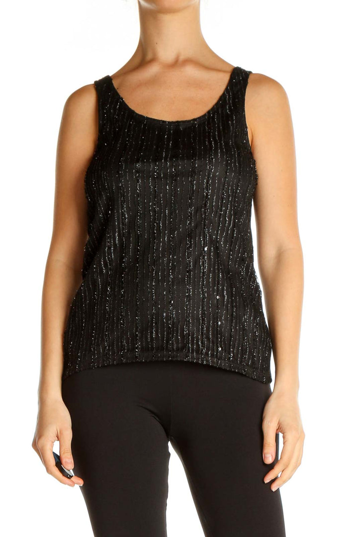 Black Textured Chic Tank Top