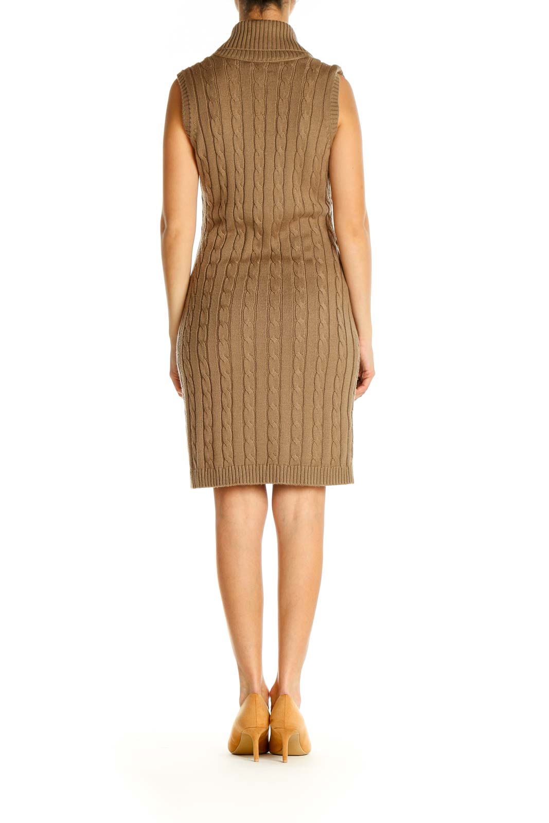 Brown Textured Day Sheath Dress