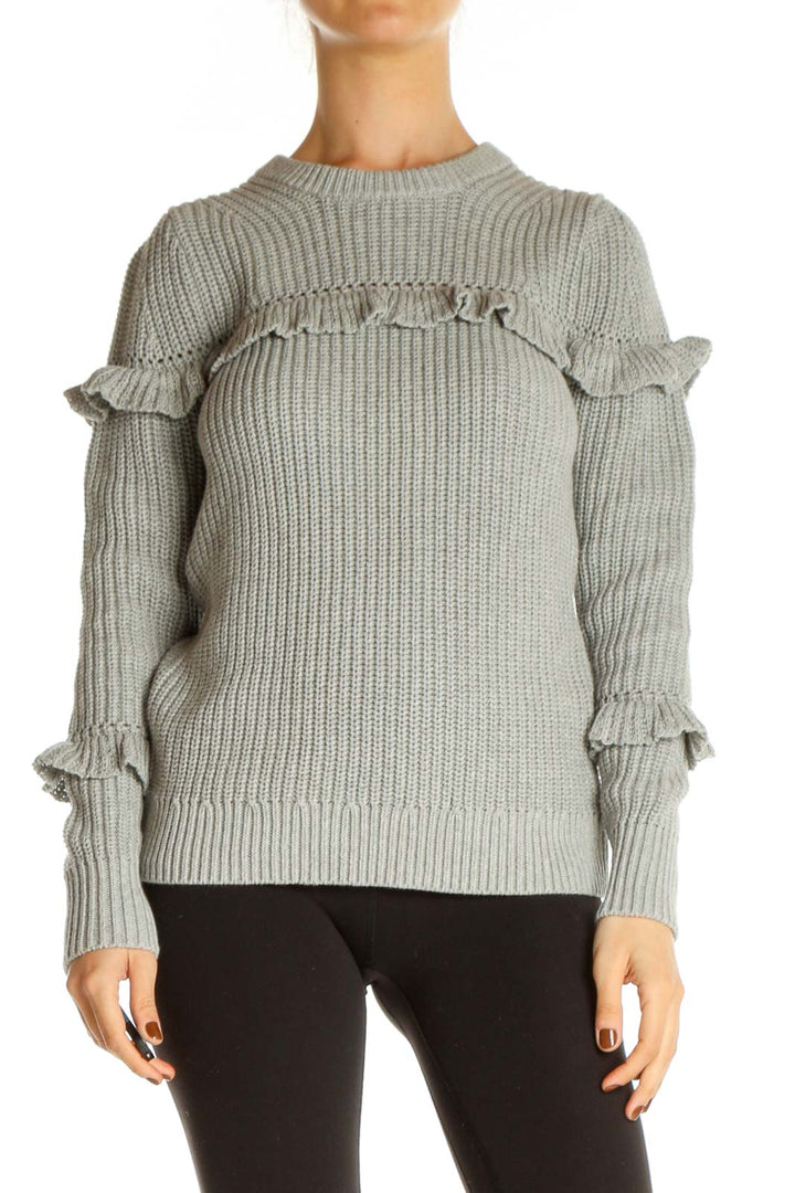 Gray Textured All Day Wear Sweater