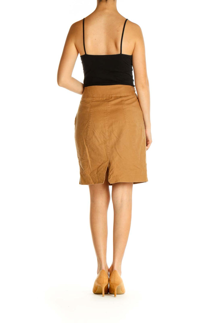 Brown Solid Party Pencil Skirt