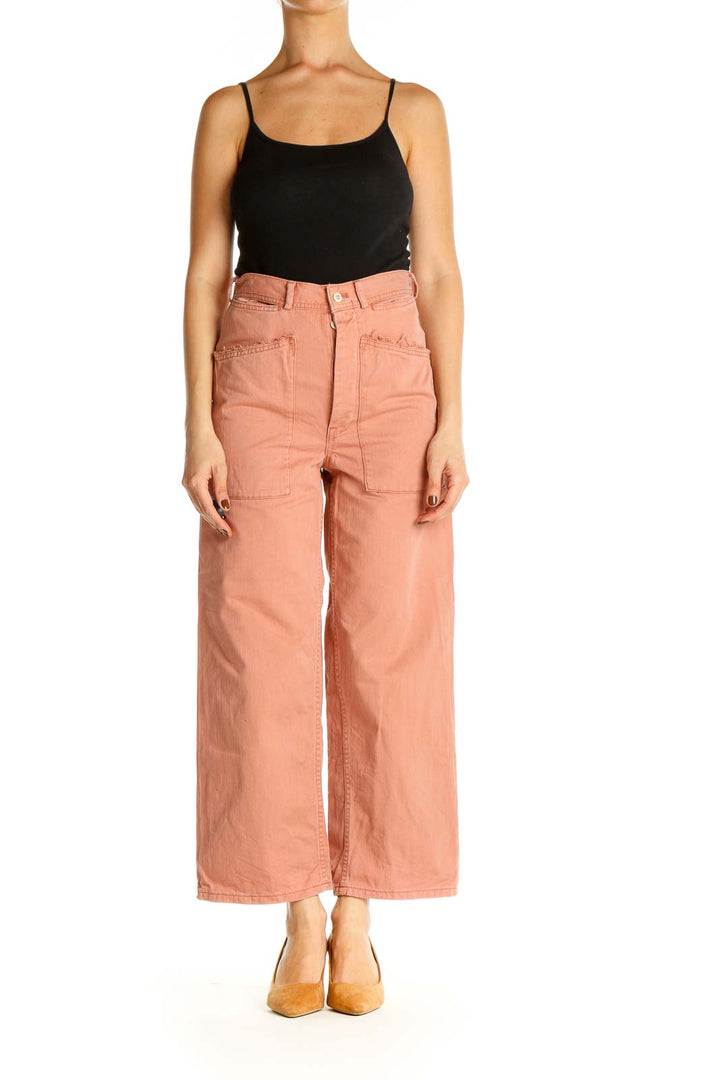 Pink Solid All Day Wear Trousers