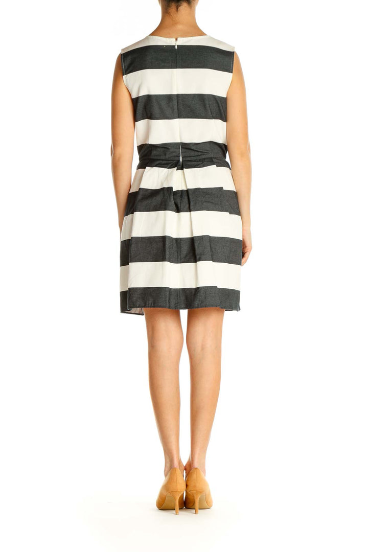 White Striped Day Fit & Flare Dress