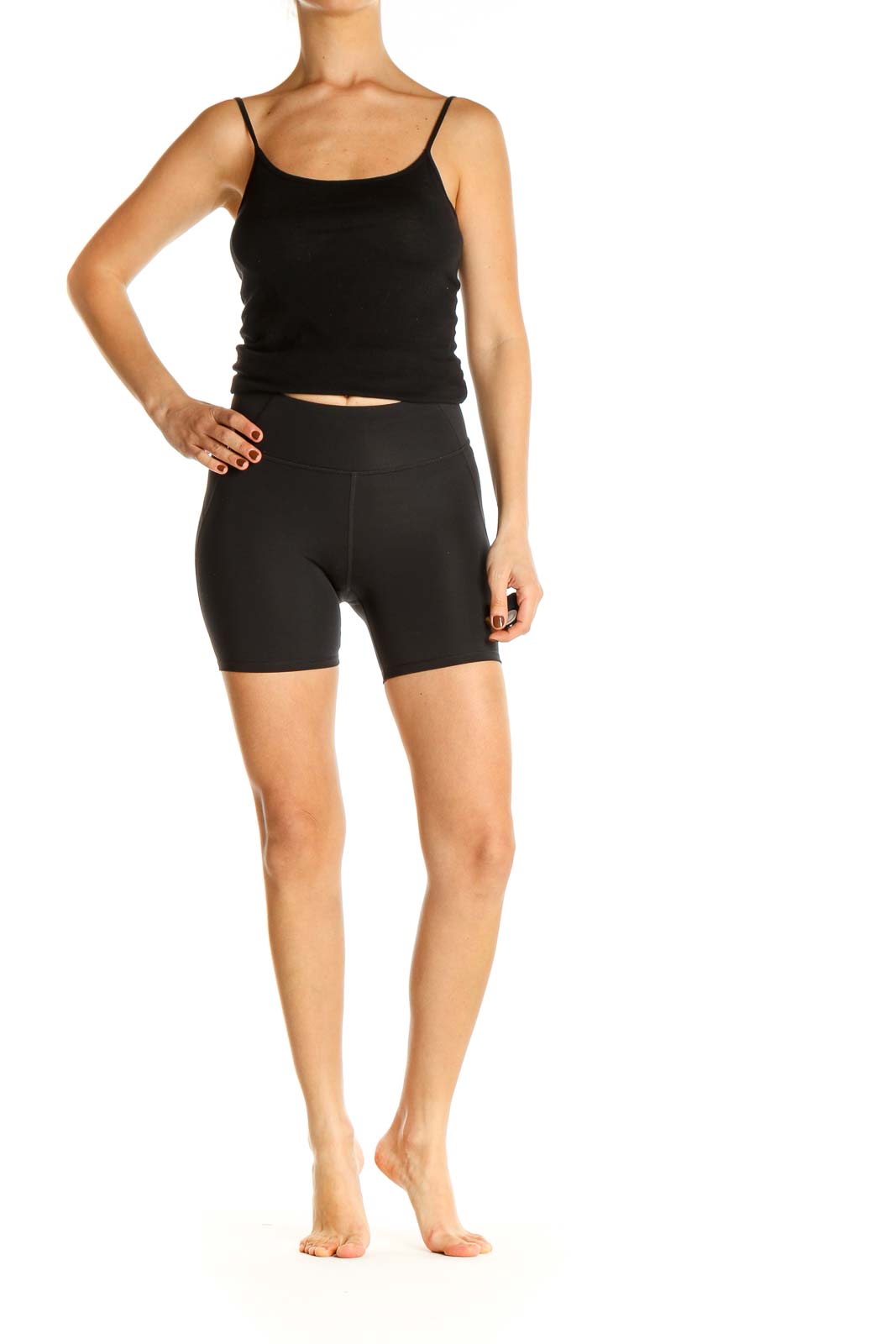 Black Solid Activewear Shorts