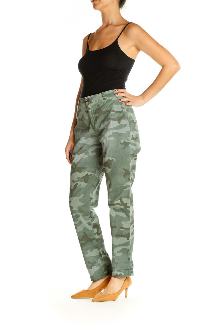 Green Camouflage Print All Day Wear Cargos Pants