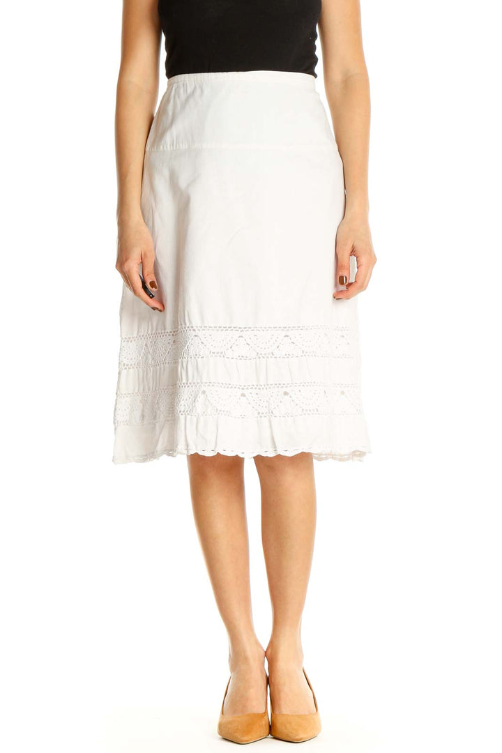 White Eyelet A-Line Skirt