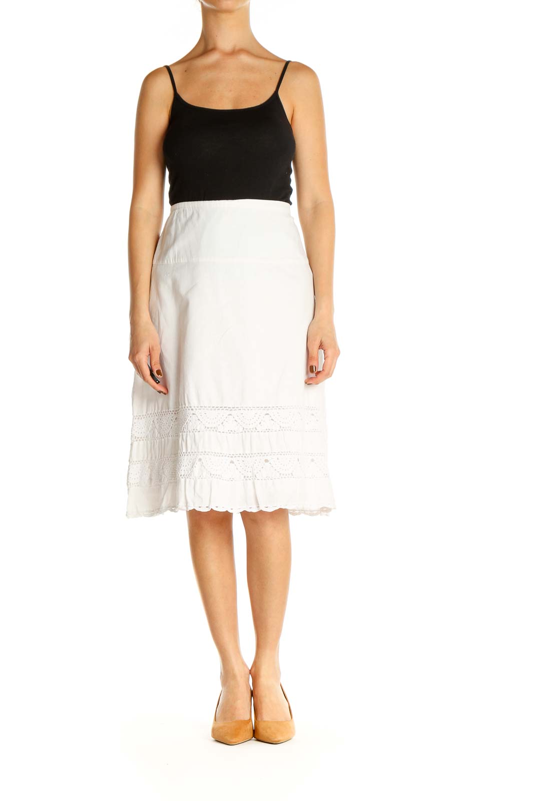 White Eyelet A-Line Skirt