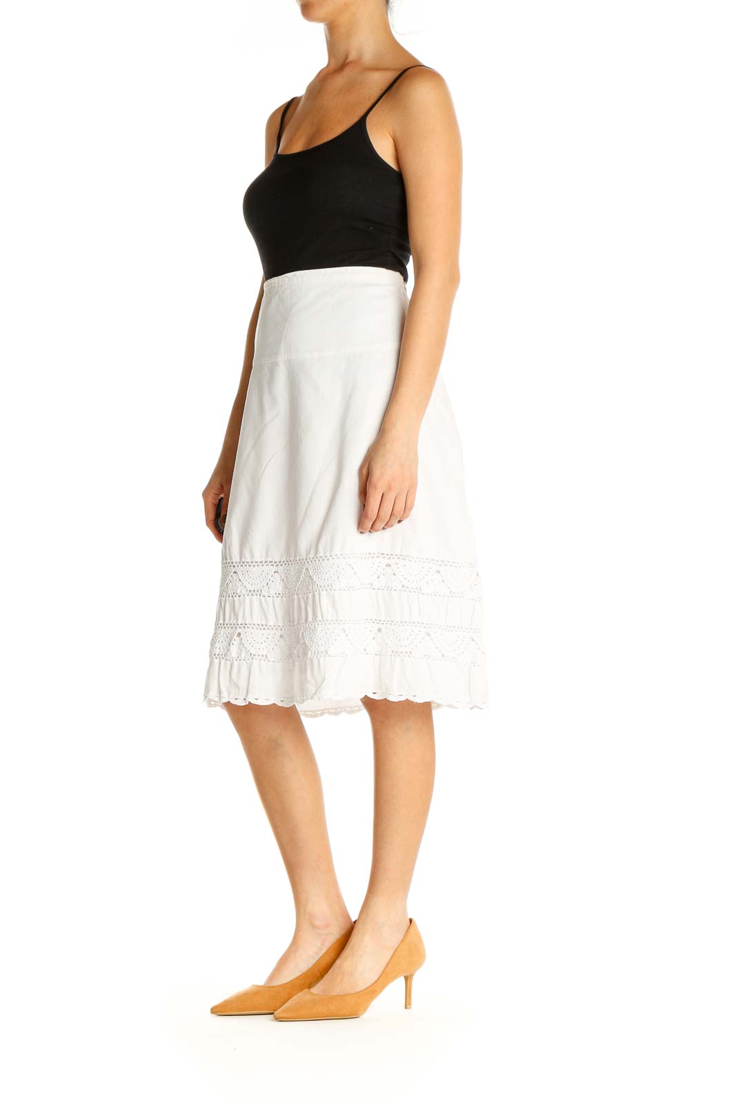 White Eyelet A-Line Skirt