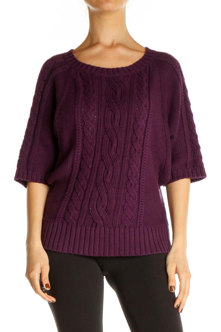 Purple Textured All Day Wear Sweater