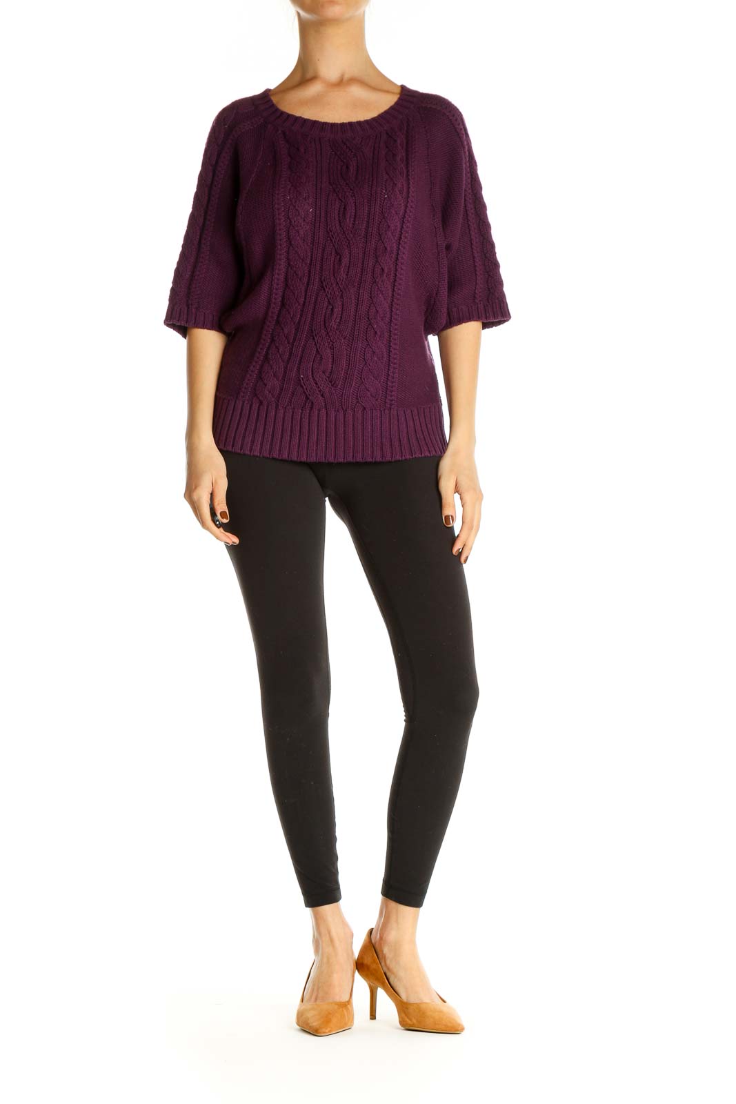 Purple Textured All Day Wear Sweater