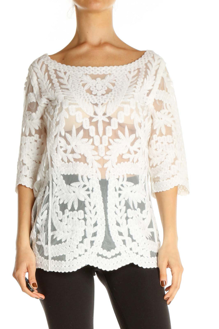 White Lace Casual Blouse