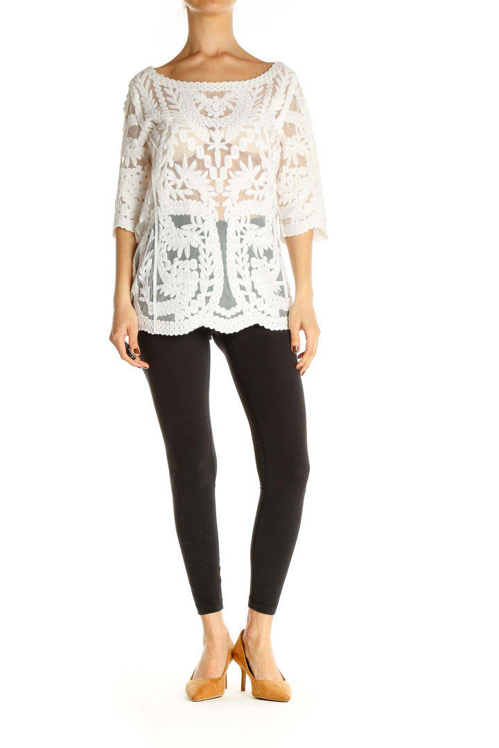 White Lace Casual Blouse