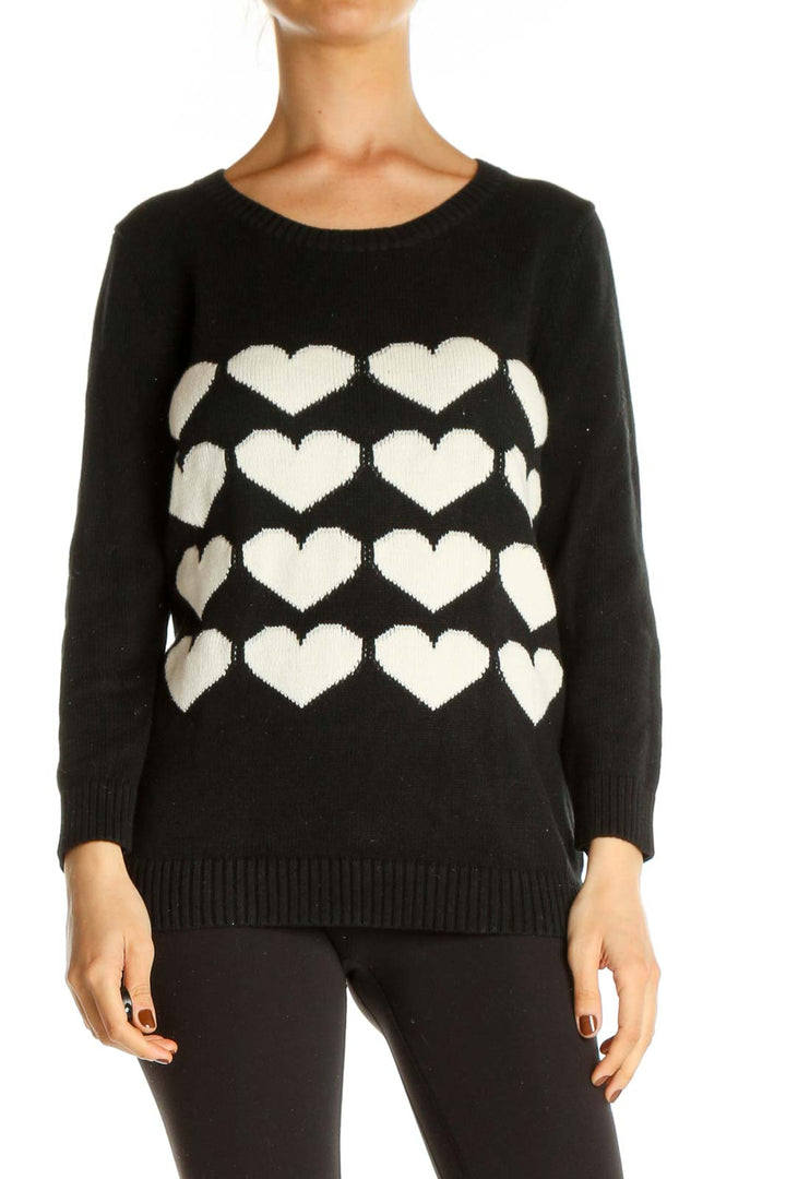 White Geometric Print All Day Wear Sweater