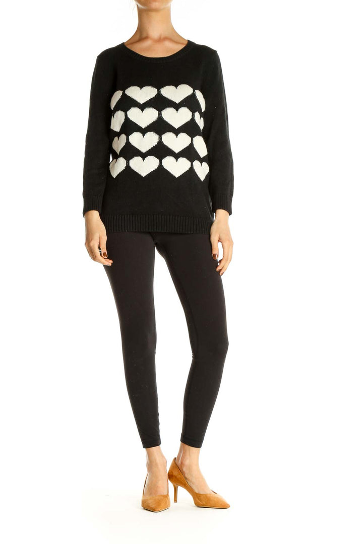 White Geometric Print All Day Wear Sweater