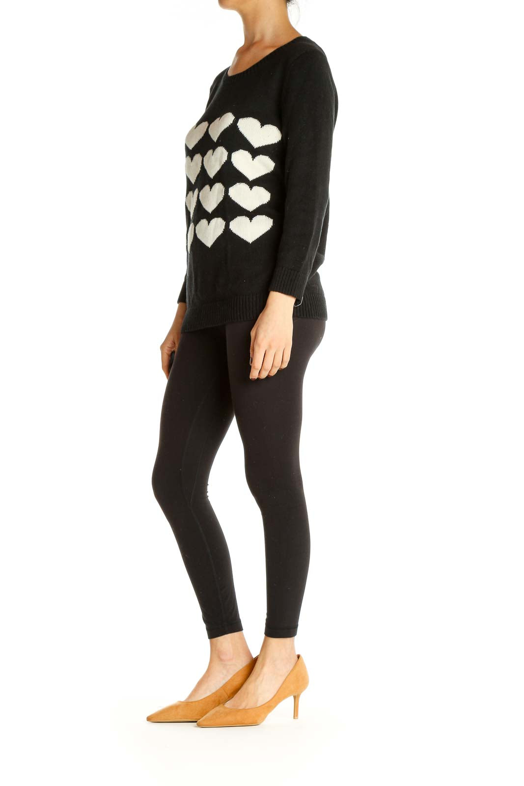 White Geometric Print All Day Wear Sweater