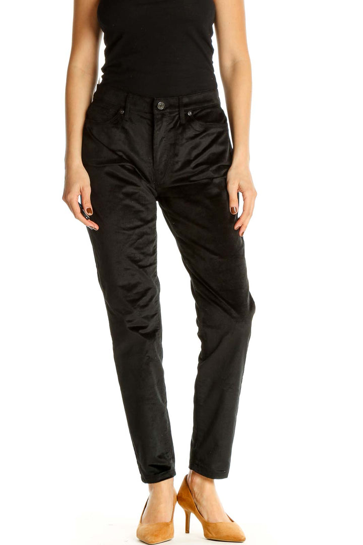 Black Textured Skinny Pants