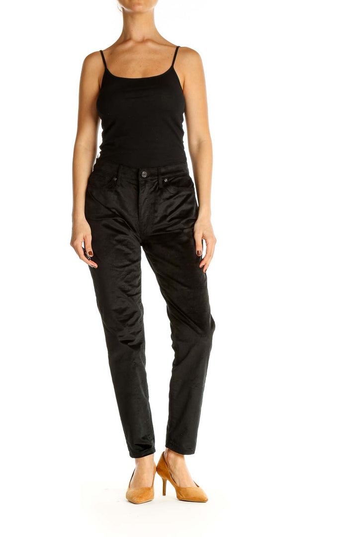 Black Textured Skinny Pants