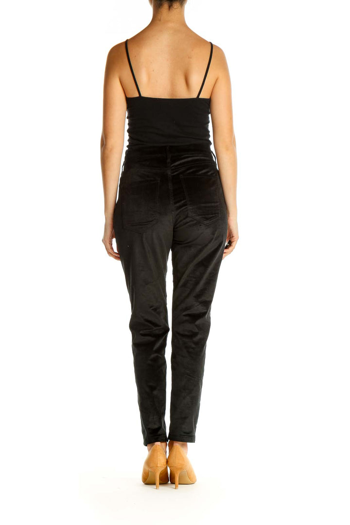 Black Textured Skinny Pants