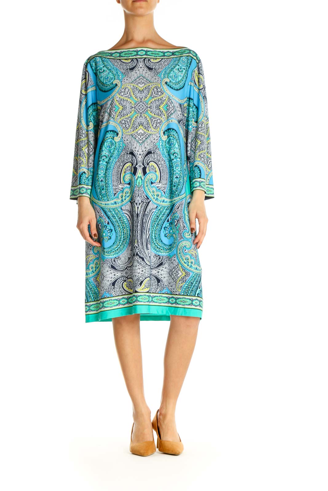 Yellow Paisley Holiday Shift Dress