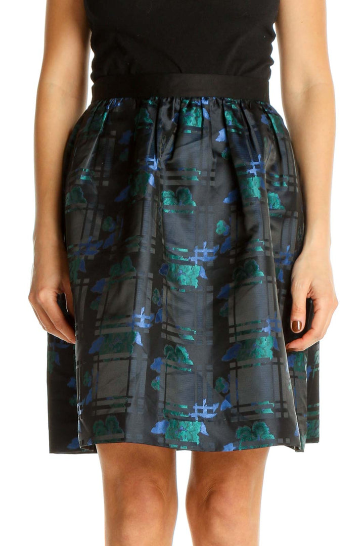 Blue Printed Holiday A-Line Skirt