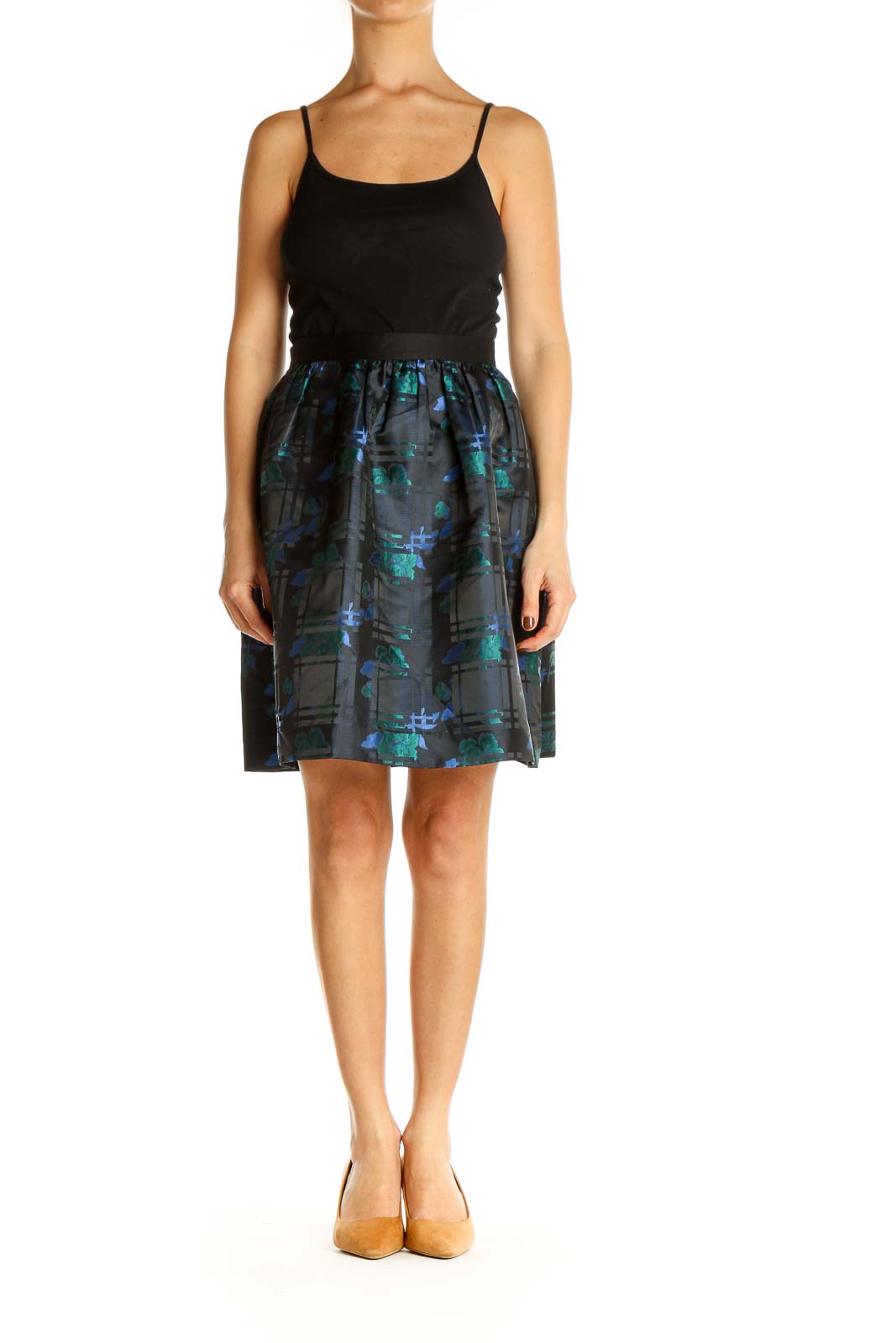 Blue Printed Holiday A-Line Skirt