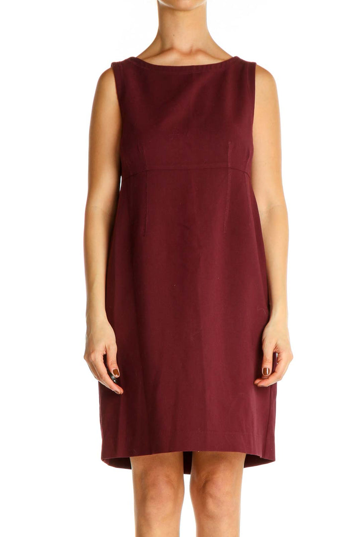 Red Solid Day Shift Dress