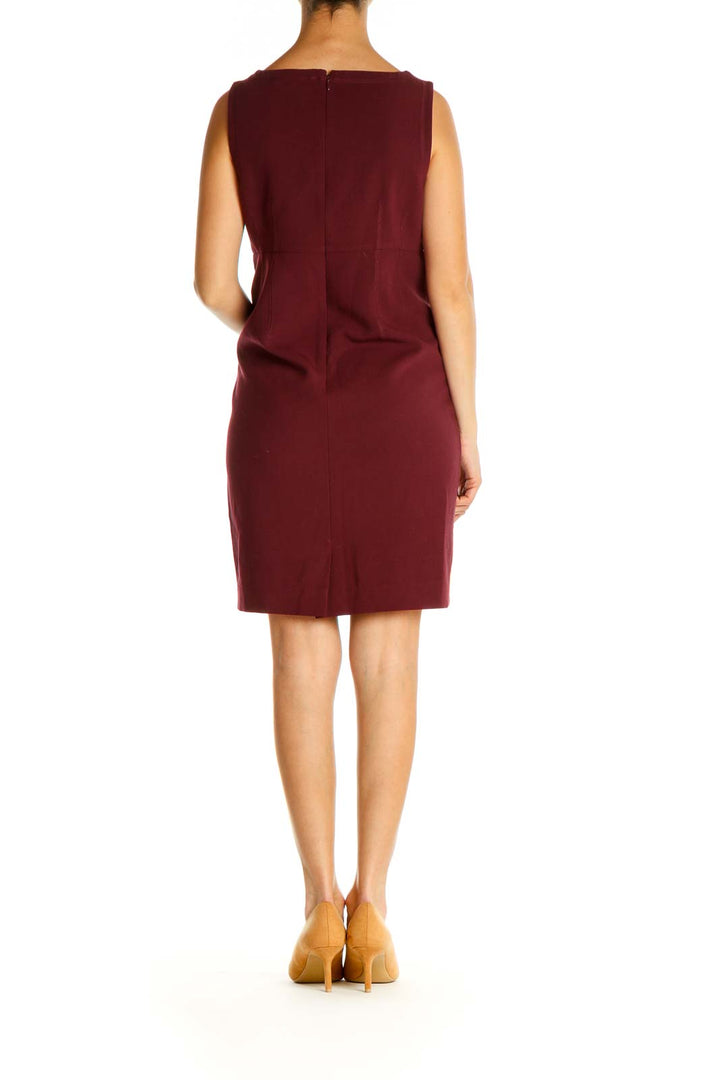 Red Solid Day Shift Dress