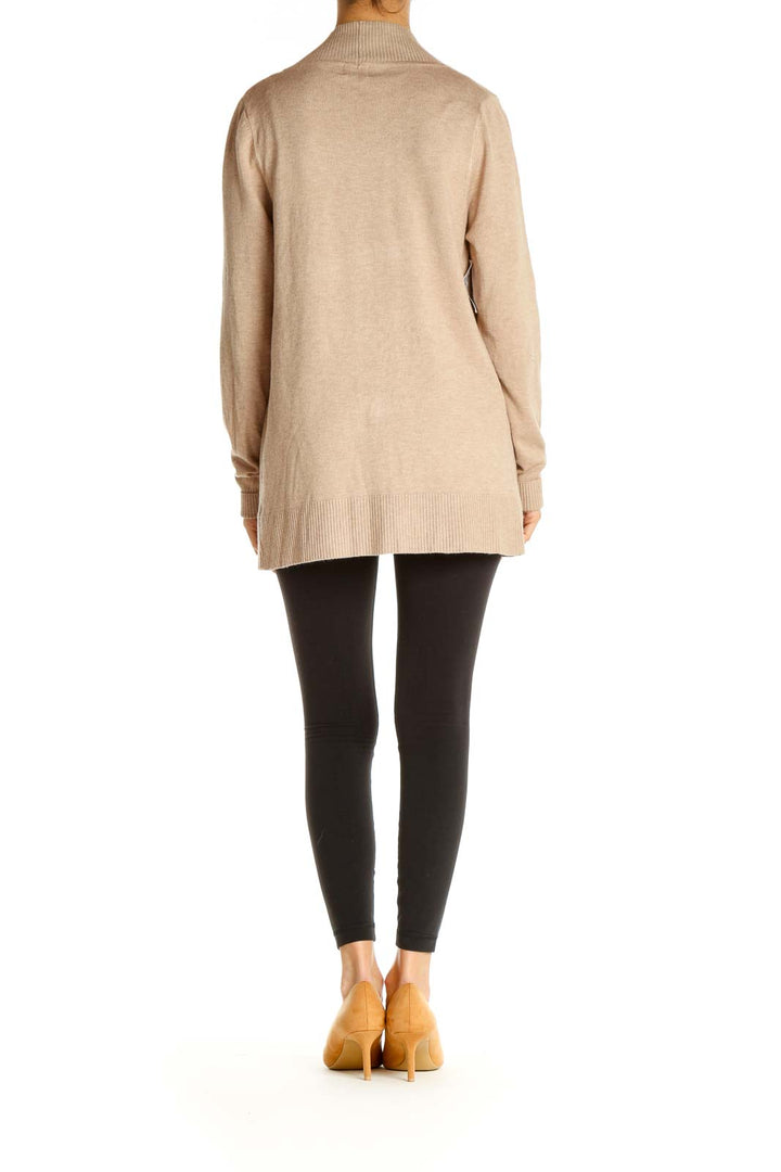 Beige Solid Cardigan