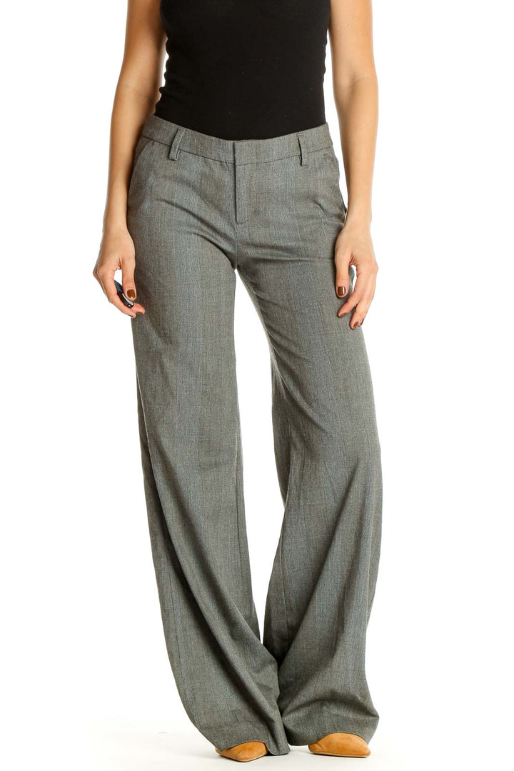 Gray Solid Casual Trousers