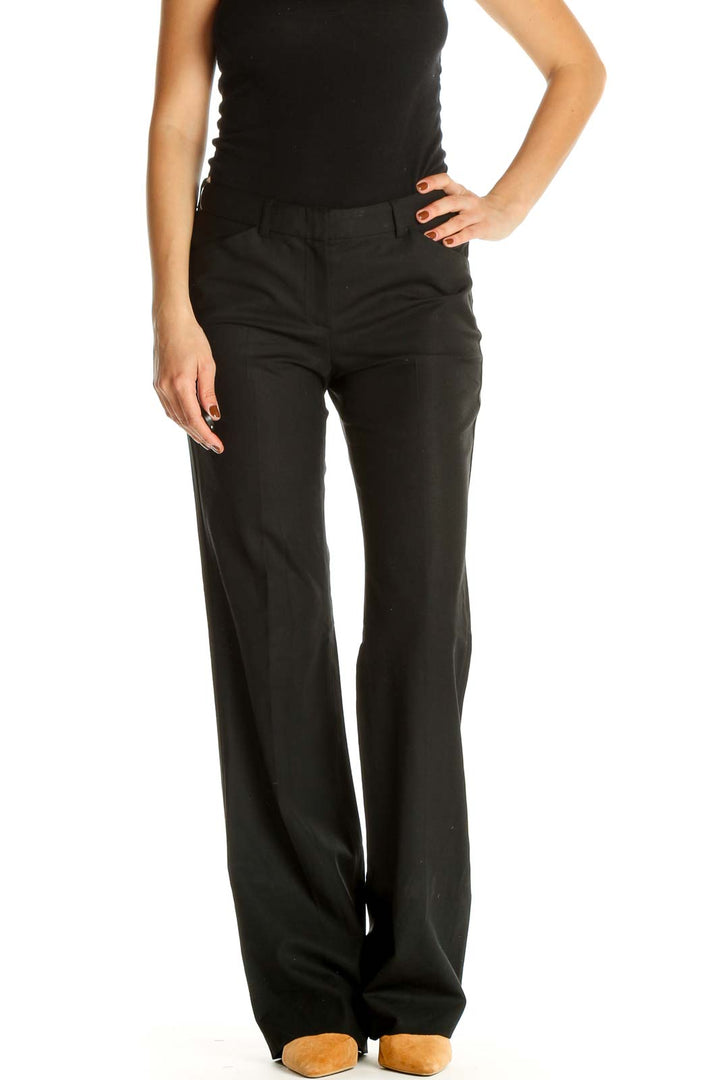 Black Solid Casual Trousers