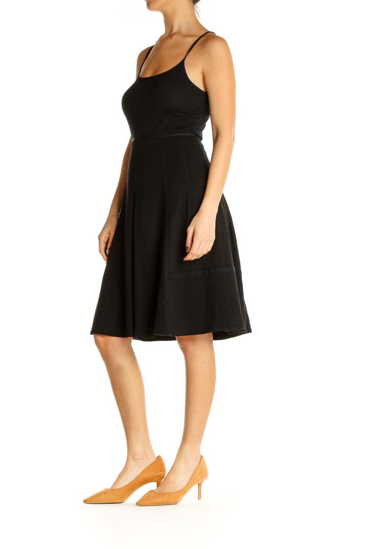 Black Solid Party Flared Skirt