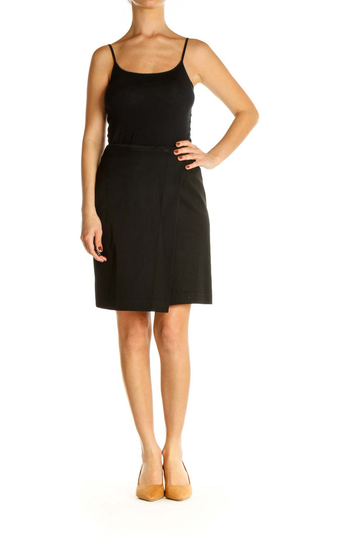 Black Solid Brunch A-Line Skirt