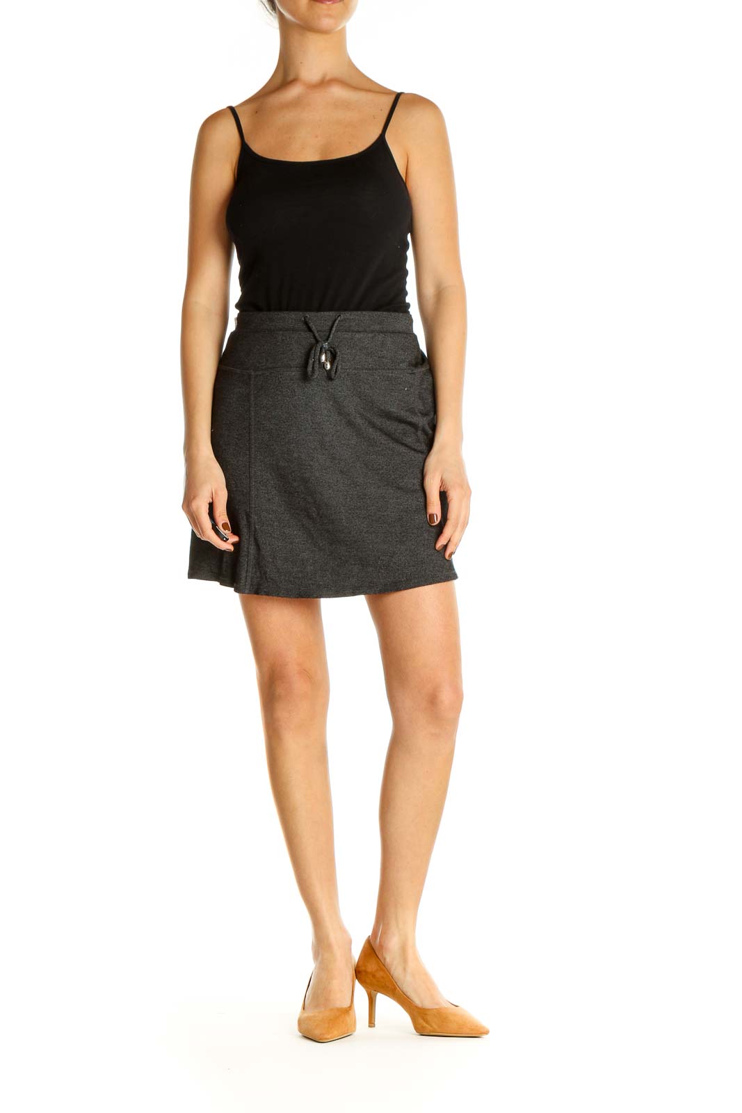 Gray Solid Party A-Line Skirt