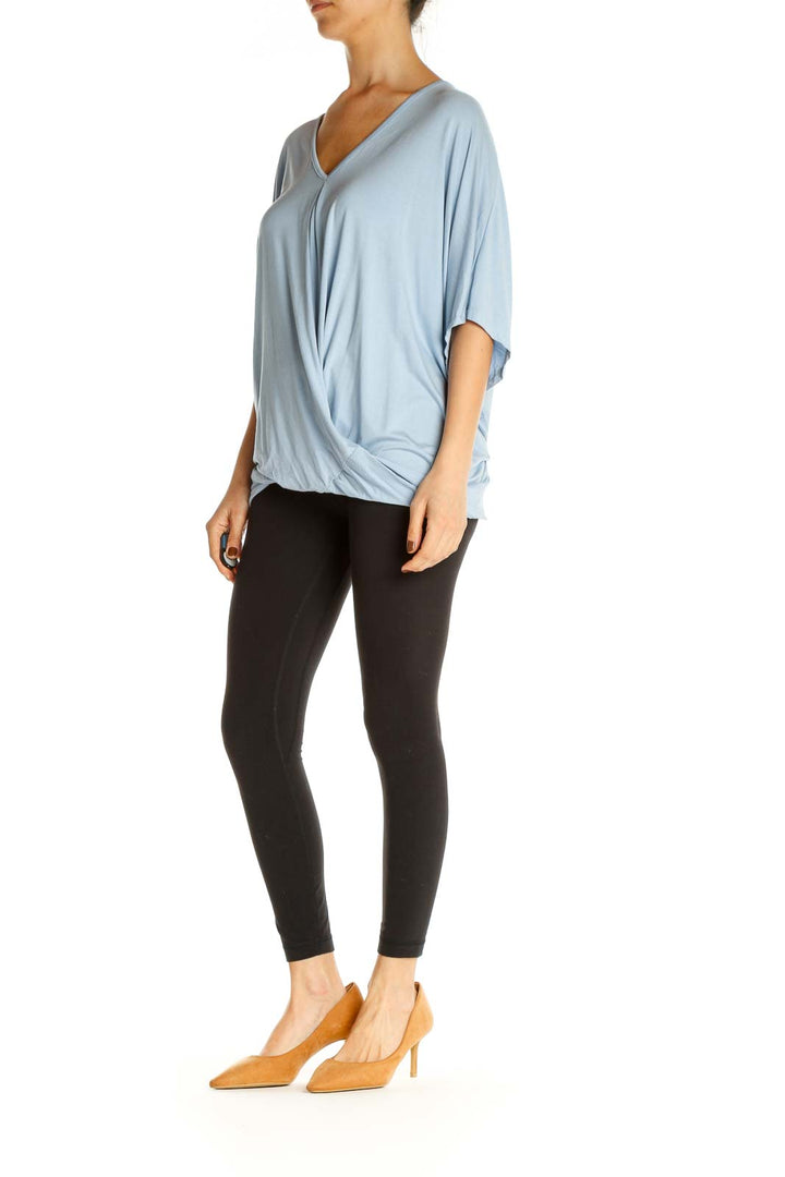 Blue Solid Casual T-Shirt