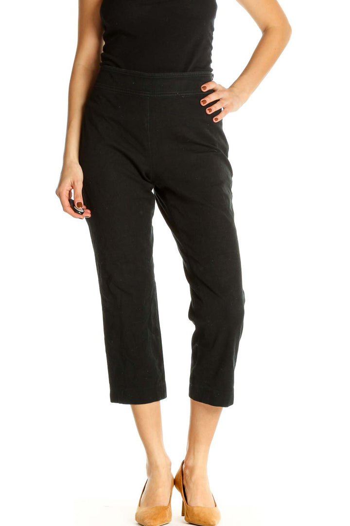 Black Solid Classic Trousers