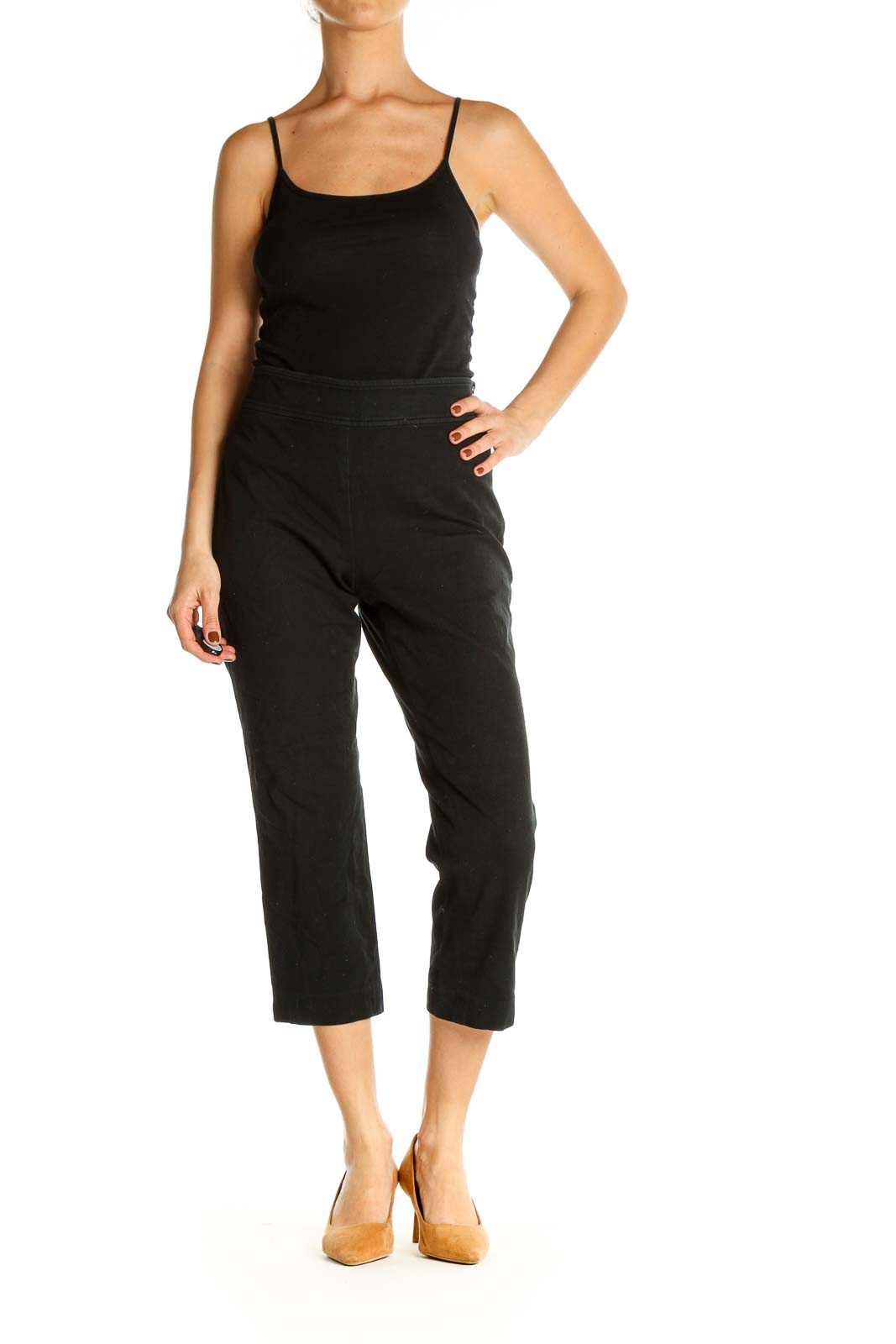 Black Solid Classic Trousers