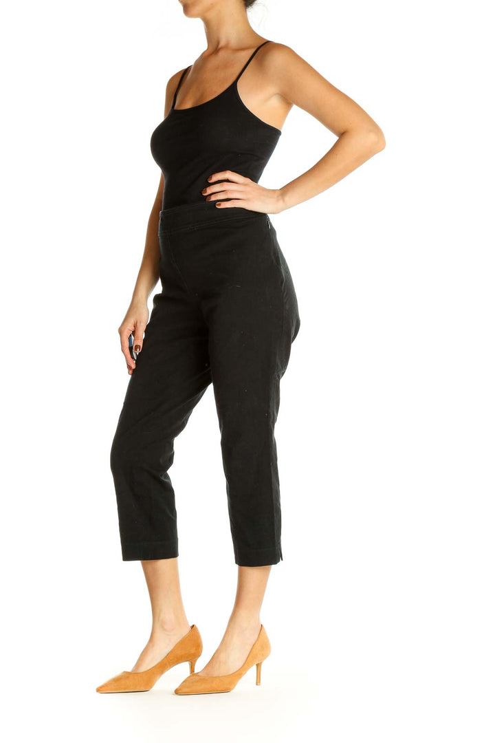 Black Solid Classic Trousers