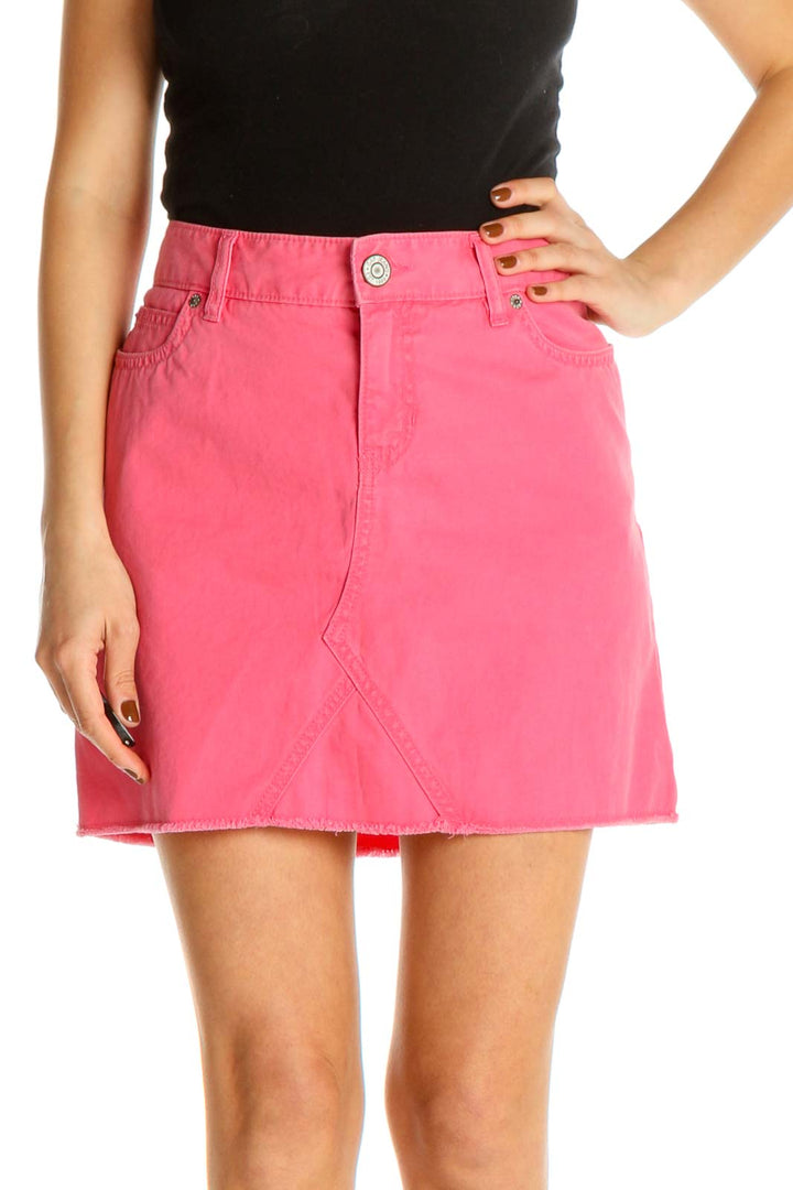 Pink Solid All Day Wear A-Line Skirt